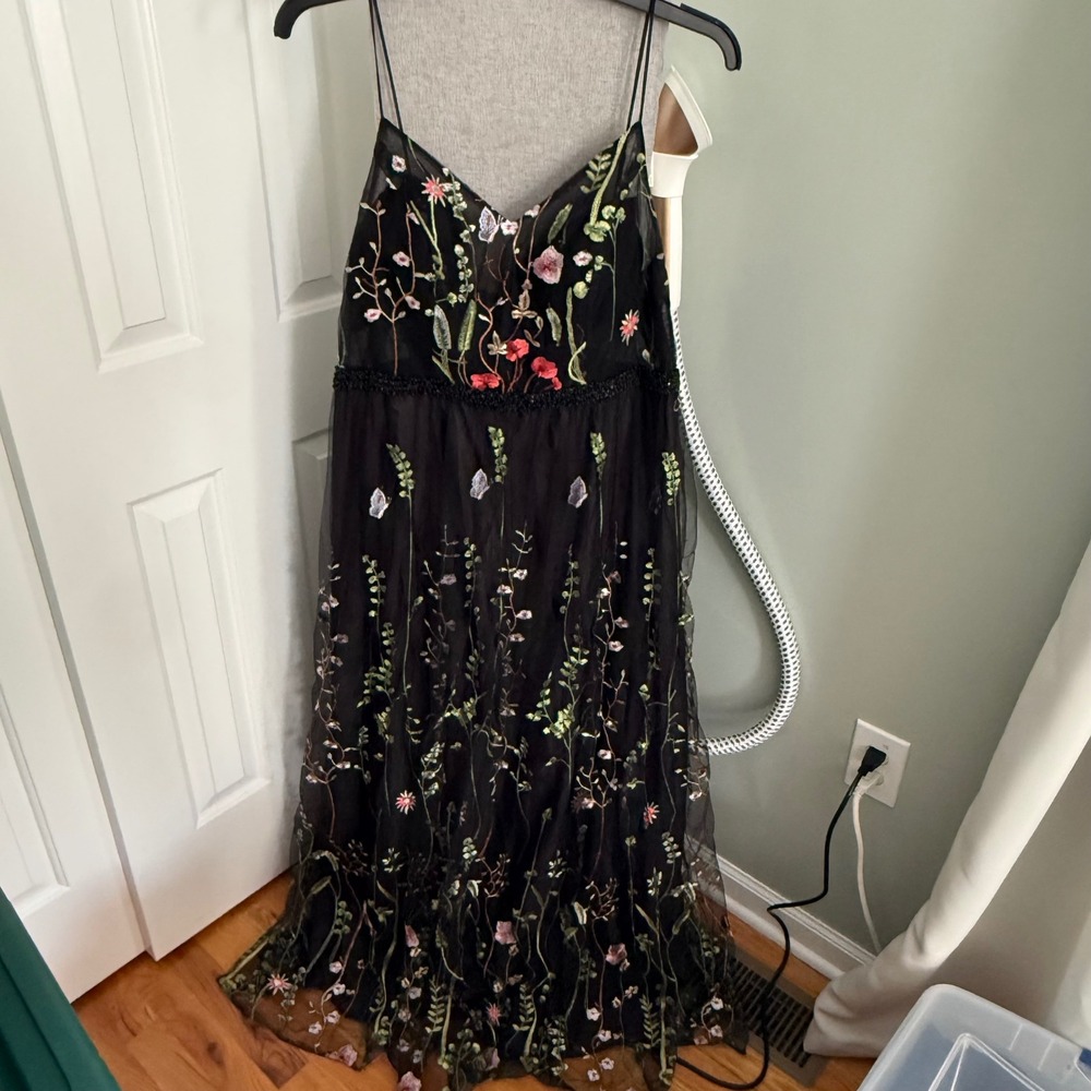 JJ's House Shona Floral Embroidered Tulle Maxi Dress 14 Fairycore Whimsygoth